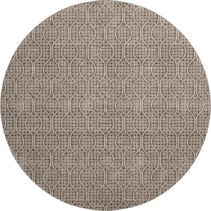 HomeRoots 8' Washable Round Rug with Brown & Beige Geometric Design, UV Protection for Homes with Kids & Pets 673612