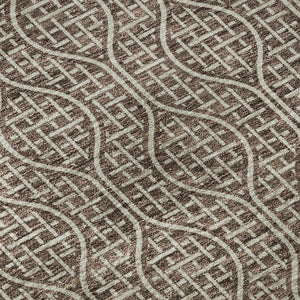 HomeRoots 8' Washable Round Rug with Brown & Beige Geometric Design, UV Protection for Homes with Kids & Pets 673612