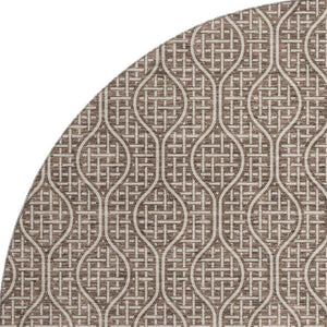 HomeRoots 8' Washable Round Rug with Brown & Beige Geometric Design, UV Protection for Homes with Kids & Pets 673612