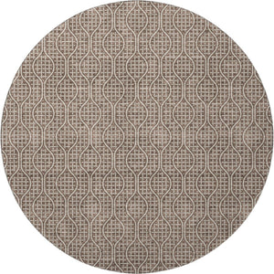 HomeRoots 8' Washable Round Rug with Brown & Beige Geometric Design, UV Protection for Homes with Kids & Pets 673612