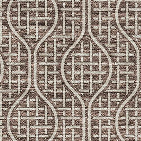 HomeRoots 8' X 10' Brown and Beige Geometric Area Rug - Washable, Stain-Resistant, UV-Protected for Modern Spaces 673613