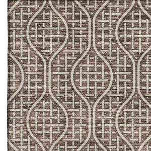 HomeRoots 8' X 10' Brown and Beige Geometric Area Rug - Washable, Stain-Resistant, UV-Protected for Modern Spaces 673613