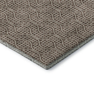 HomeRoots 9' X 12' Brown and Beige Geometric Washable Area Rug - Durable, UV-Protected, Modern Style for Homes 673614