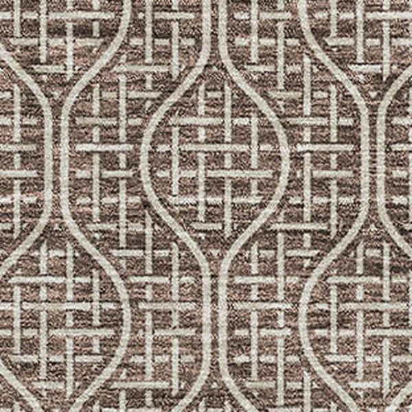HomeRoots 9' X 12' Brown and Beige Geometric Washable Area Rug - Durable, UV-Protected, Modern Style for Homes 673614