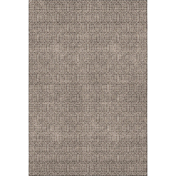 HomeRoots 9' X 12' Brown and Beige Geometric Washable Area Rug - Durable, UV-Protected, Modern Style for Homes 673614