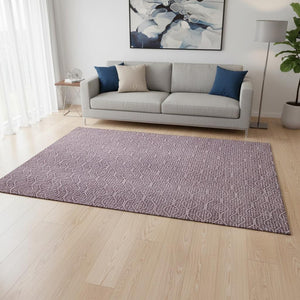 HomeRoots 5' X 8' Stylish Eggplant & Ivory Geometric Area Rug - Washable, UV Protected & Pet-Friendly Design 673617