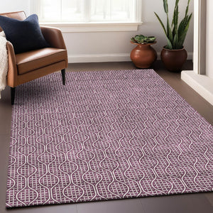HomeRoots 5' X 8' Stylish Eggplant & Ivory Geometric Area Rug - Washable, UV Protected & Pet-Friendly Design 673617