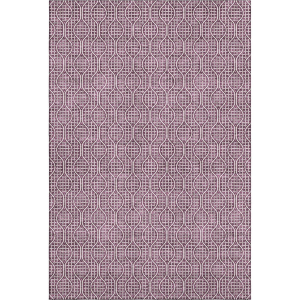 HomeRoots 5' X 8' Stylish Eggplant & Ivory Geometric Area Rug - Washable, UV Protected & Pet-Friendly Design 673617