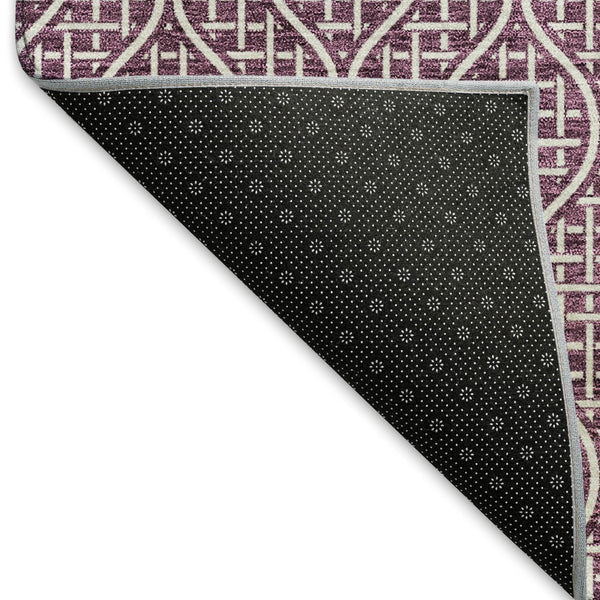 HomeRoots 5' X 8' Stylish Eggplant & Ivory Geometric Area Rug - Washable, UV Protected & Pet-Friendly Design 673617