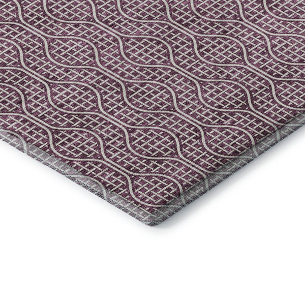 HomeRoots 5' X 8' Stylish Eggplant & Ivory Geometric Area Rug - Washable, UV Protected & Pet-Friendly Design 673617