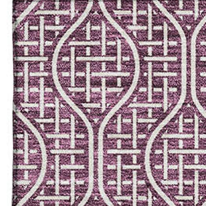 HomeRoots 5' X 8' Stylish Eggplant & Ivory Geometric Area Rug - Washable, UV Protected & Pet-Friendly Design 673617