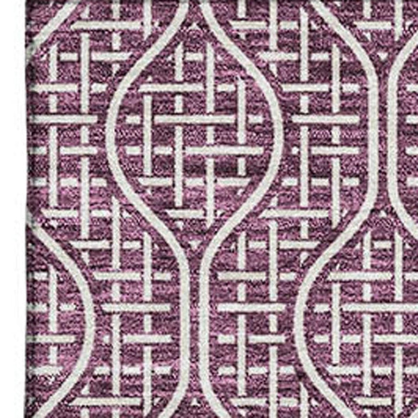 HomeRoots 5' X 8' Stylish Eggplant & Ivory Geometric Area Rug - Washable, UV Protected & Pet-Friendly Design 673617