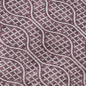HomeRoots 8' Stylish Eggplant and Ivory Geometric Round Rug – Washable, UV-Protected, Durable for All Spaces 673618