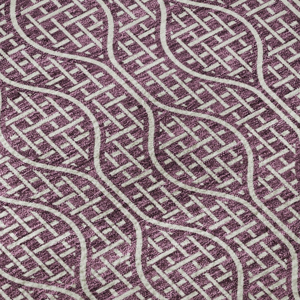 HomeRoots 8' Stylish Eggplant and Ivory Geometric Round Rug – Washable, UV-Protected, Durable for All Spaces 673618