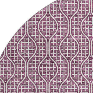 HomeRoots 8' Stylish Eggplant and Ivory Geometric Round Rug – Washable, UV-Protected, Durable for All Spaces 673618