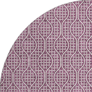 HomeRoots 8' Stylish Eggplant and Ivory Geometric Round Rug – Washable, UV-Protected, Durable for All Spaces 673618
