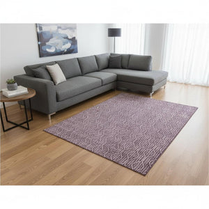 HomeRoots 8' X 10' Eggplant Geometric Area Rug – Washable, UV-Protected, Durable for Homes with Kids & Pets 673619