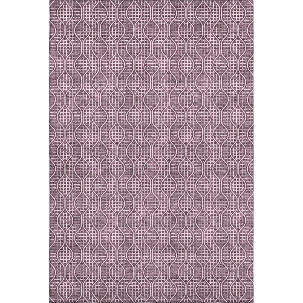 HomeRoots 8' X 10' Eggplant Geometric Area Rug – Washable, UV-Protected, Durable for Homes with Kids & Pets 673619