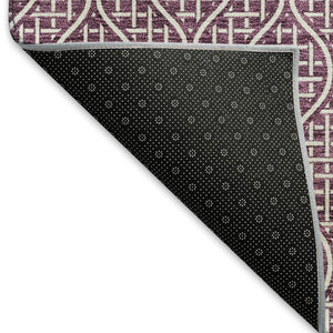 HomeRoots 8' X 10' Eggplant Geometric Area Rug – Washable, UV-Protected, Durable for Homes with Kids & Pets 673619