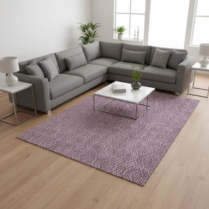 HomeRoots 10' X 14' Eggplant Geometric Area Rug - Stylish, Stain-Resistant & UV Protected for High-Traffic Areas 673621