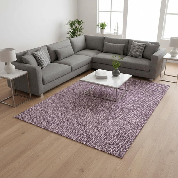 HomeRoots 10' X 14' Eggplant Geometric Area Rug - Stylish, Stain-Resistant & UV Protected for High-Traffic Areas 673621