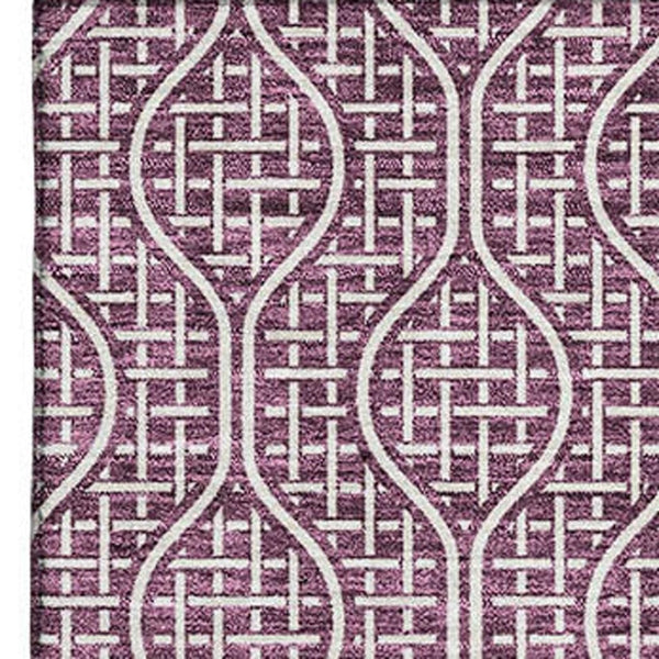 HomeRoots 10' X 14' Eggplant Geometric Area Rug - Stylish, Stain-Resistant & UV Protected for High-Traffic Areas 673621
