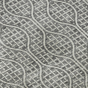 HomeRoots 8' Gray And Ivory Geometric Round Rug - Washable, UV Protected, Perfect for High-Traffic Spaces 673624