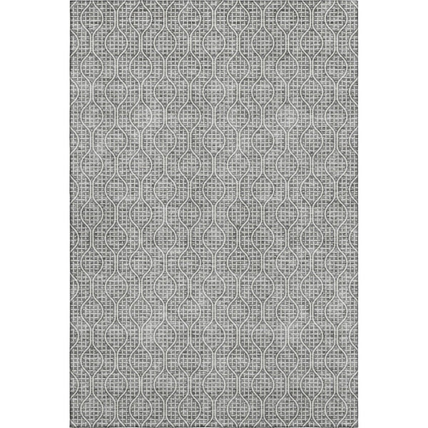 HomeRoots 9' X 12' Gray And Ivory Geometric Area Rug - Durable, Washable, UV-Protected, Stylish Home Essential 673626