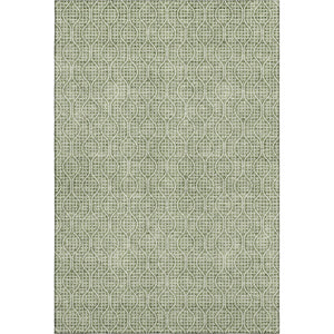 HomeRoots 5' X 8' Green and Ivory Geometric Area Rug - Washable, UV-Protected, Stylish & Durable for Homes 673629