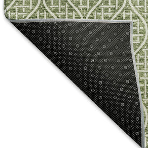 HomeRoots 5' X 8' Green and Ivory Geometric Area Rug - Washable, UV-Protected, Stylish & Durable for Homes 673629