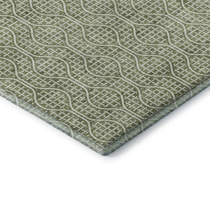 HomeRoots 5' X 8' Green and Ivory Geometric Area Rug - Washable, UV-Protected, Stylish & Durable for Homes 673629