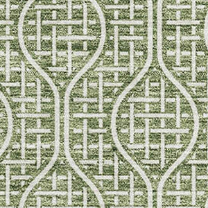 HomeRoots 5' X 8' Green and Ivory Geometric Area Rug - Washable, UV-Protected, Stylish & Durable for Homes 673629