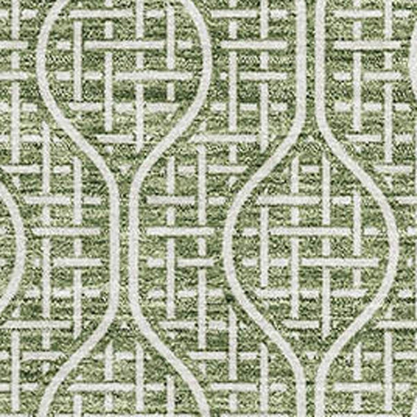 HomeRoots 5' X 8' Green and Ivory Geometric Area Rug - Washable, UV-Protected, Stylish & Durable for Homes 673629
