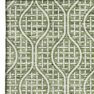 HomeRoots 5' X 8' Green and Ivory Geometric Area Rug - Washable, UV-Protected, Stylish & Durable for Homes 673629