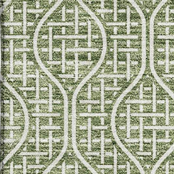 HomeRoots 8' X 10' Stylish Green & Ivory Geometric Area Rug – Washable, UV-Protected, Perfect for Homes with Kids! 673631