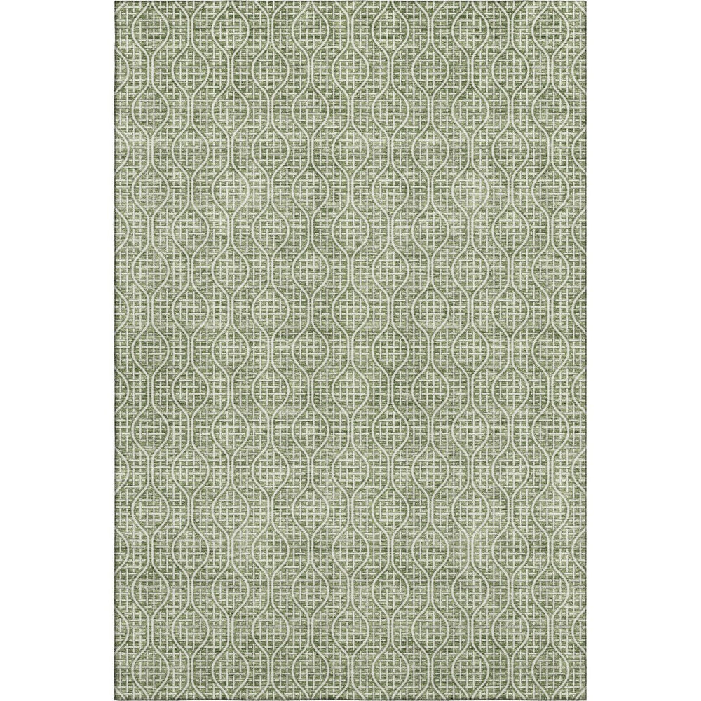 HomeRoots 9' X 12' Geometric Washable Area Rug - Stylish Green & Ivory with UV Protection for Family Homes 673632