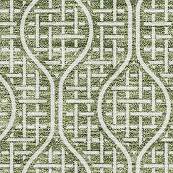 HomeRoots 9' X 12' Geometric Washable Area Rug - Stylish Green & Ivory with UV Protection for Family Homes 673632