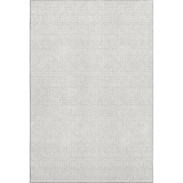 HomeRoots 5' X 8' Ivory And Beige Geometric Area Rug - Washable, Stain Resistant, UV Protected for All Spaces 673635
