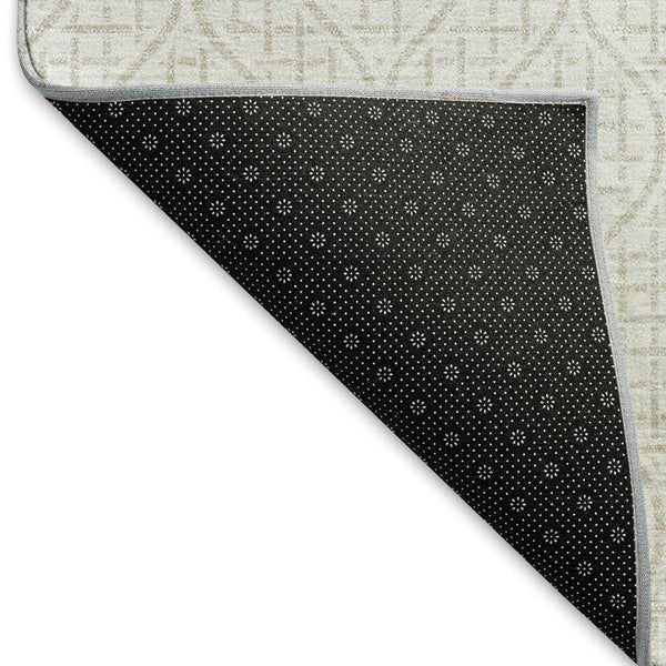 HomeRoots 5' X 8' Ivory And Beige Geometric Area Rug - Washable, Stain Resistant, UV Protected for All Spaces 673635