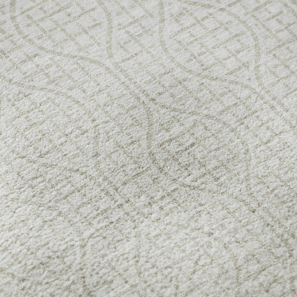 HomeRoots 8' X 10' Ivory and Beige Geometric Area Rug - Washable, Stain-Resistant, UV Protected for Durable Style 673637