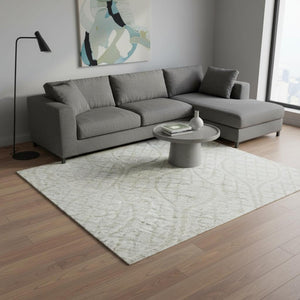 HomeRoots 9' X 12' Ivory and Beige Geometric Area Rug – Washable, Stain-Resistant, UV-Protected for Modern Homes 673638