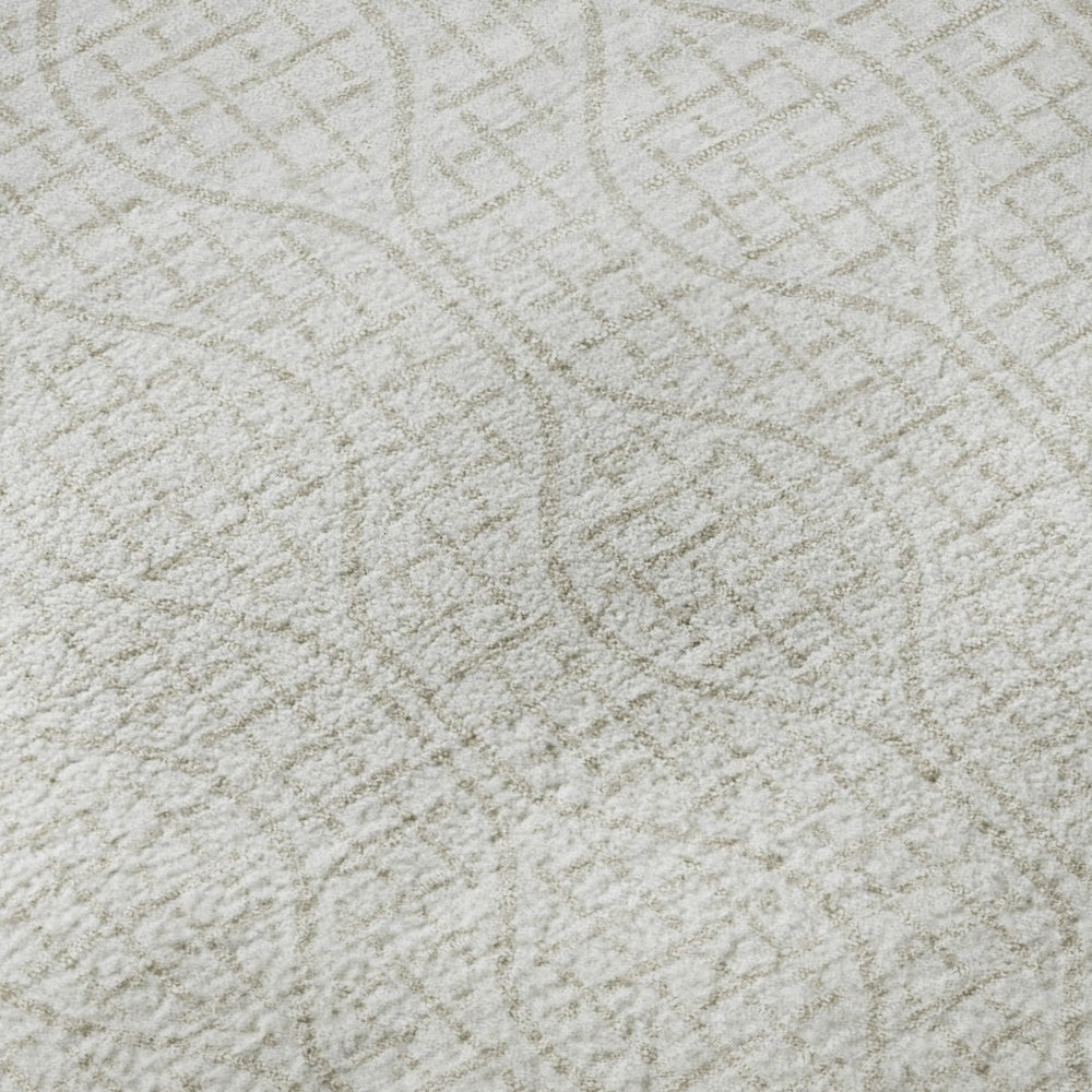 HomeRoots 9' X 12' Ivory and Beige Geometric Area Rug – Washable, Stain-Resistant, UV-Protected for Modern Homes 673638