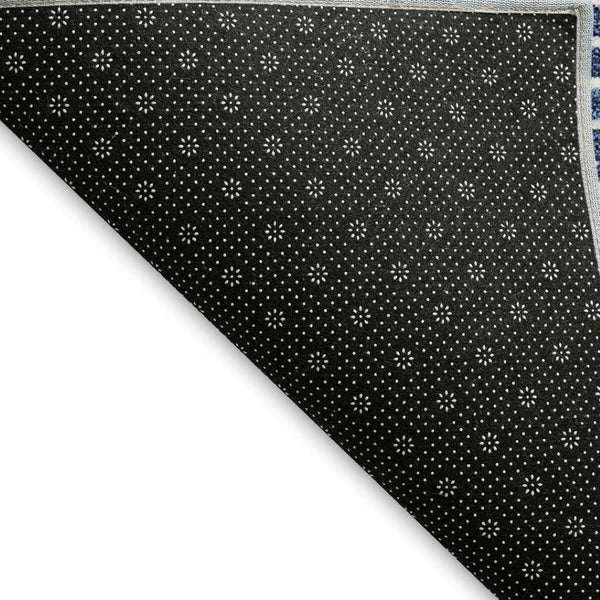 HomeRoots 5' X 8' Navy Blue & Ivory Geometric Area Rug - Durable, Washable, UV-Protected for Modern Spaces 673641