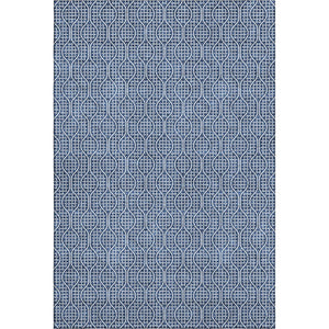 HomeRoots 8' X 10' Navy Blue & Ivory Geometric Area Rug - Washable, UV Protected, Perfect for High-Traffic Spaces 673643