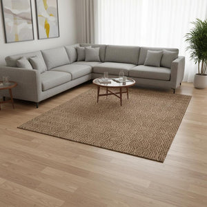 HomeRoots 8' X 10' Stylish Rust and Ivory Geometric Washable Area Rug with UV Protection for Durable Elegance 673649
