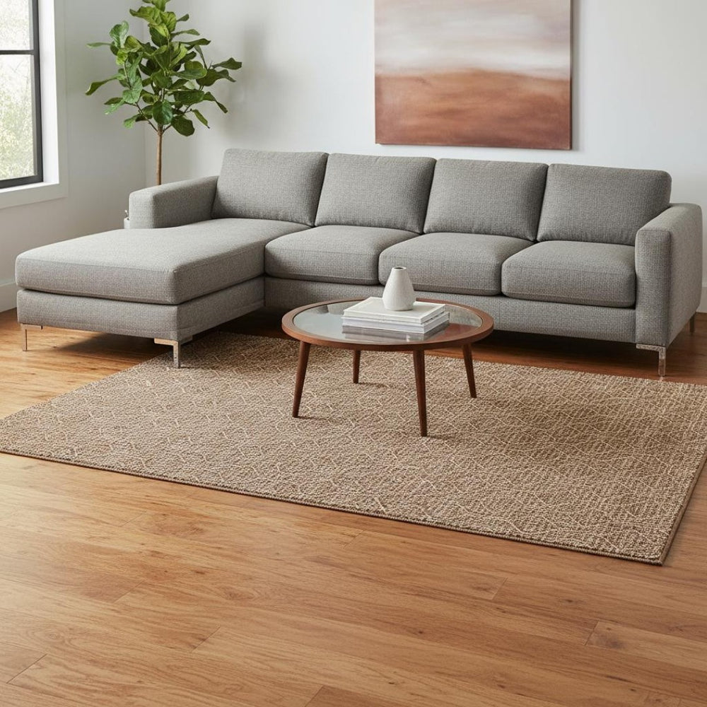 HomeRoots 9' X 12' Geometric Washable Area Rug in Rust & Ivory - Durable, UV-Protected, Stylish & Easy Care! 673650