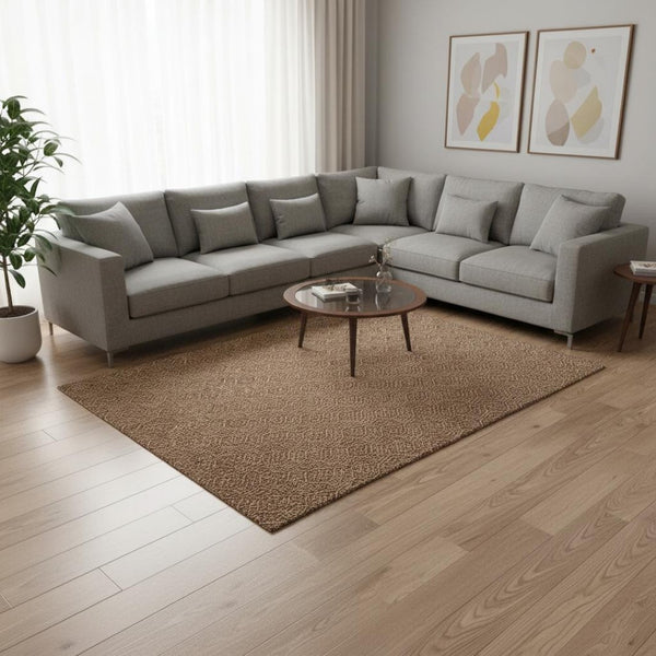 HomeRoots 10' X 14' Geometric Area Rug in Rust and Ivory - UV Protected, Washable, Stylish & Durable Design 673651