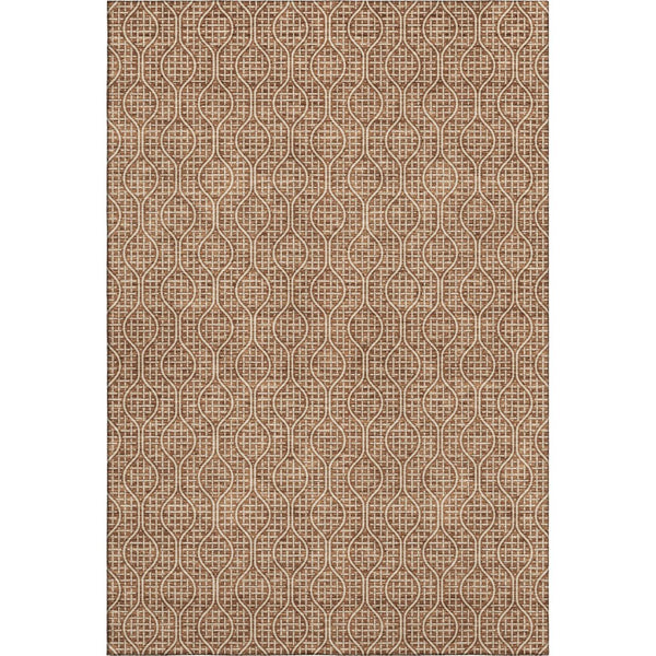 HomeRoots 10' X 14' Geometric Area Rug in Rust and Ivory - UV Protected, Washable, Stylish & Durable Design 673651