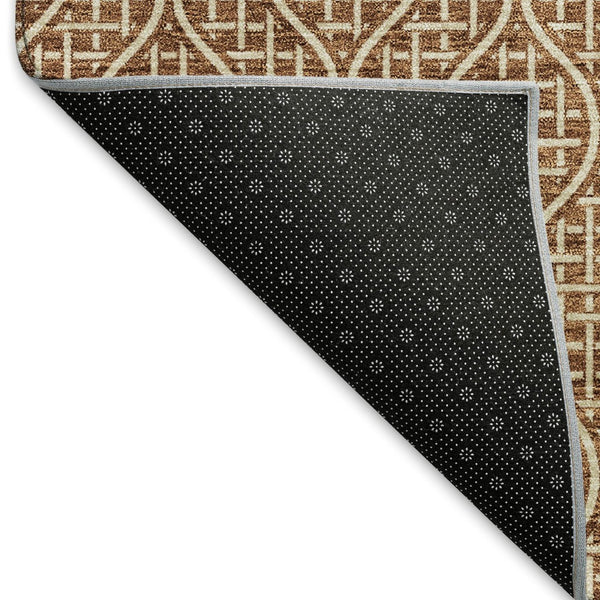 HomeRoots 10' X 14' Geometric Area Rug in Rust and Ivory - UV Protected, Washable, Stylish & Durable Design 673651