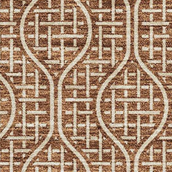 HomeRoots 10' X 14' Geometric Area Rug in Rust and Ivory - UV Protected, Washable, Stylish & Durable Design 673651